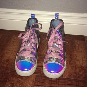 Iridescent high top Jojo Siwa shoes